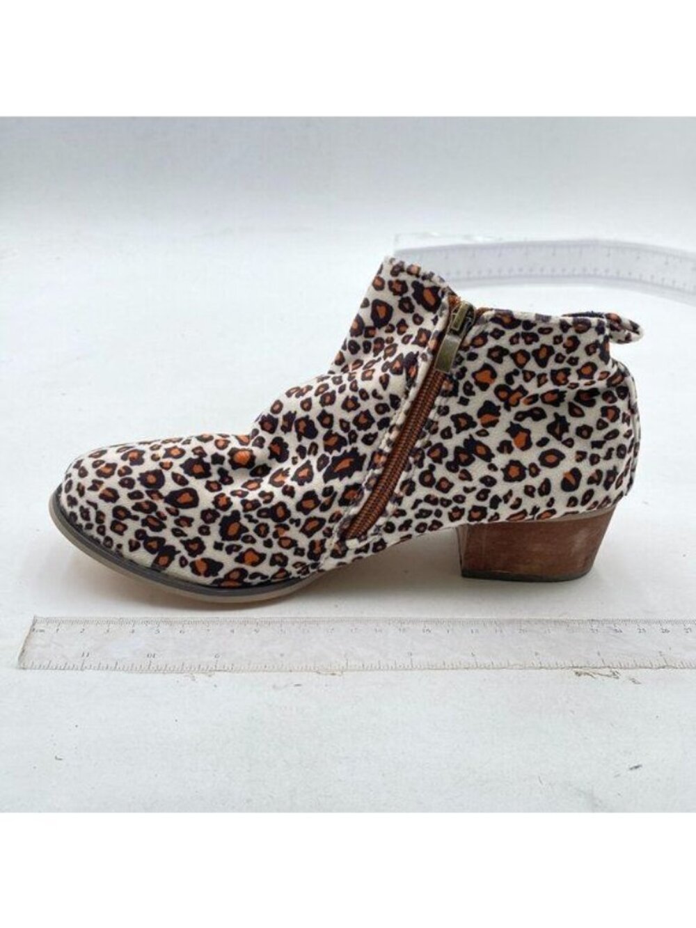 Women's Ankle Boots Round Toe Short Booties Low Mid Block Chunky Heel Leopard